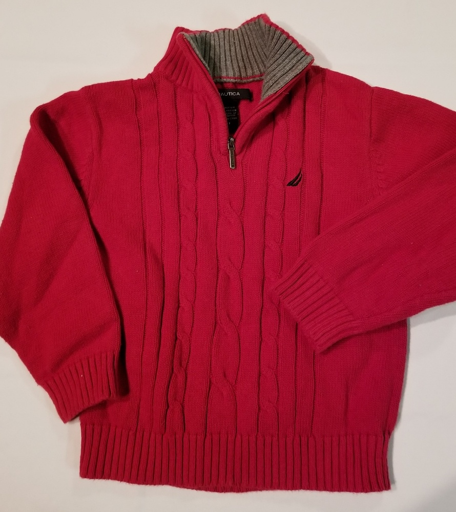 Boys Nautica 1/4 zip Red Sweater